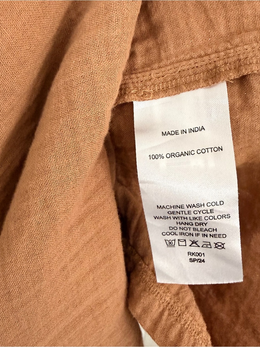 Quince Gauze Smocked Midi Dress-Caramel Brown Small 100% Organic Cotton - Picture 6 of 7